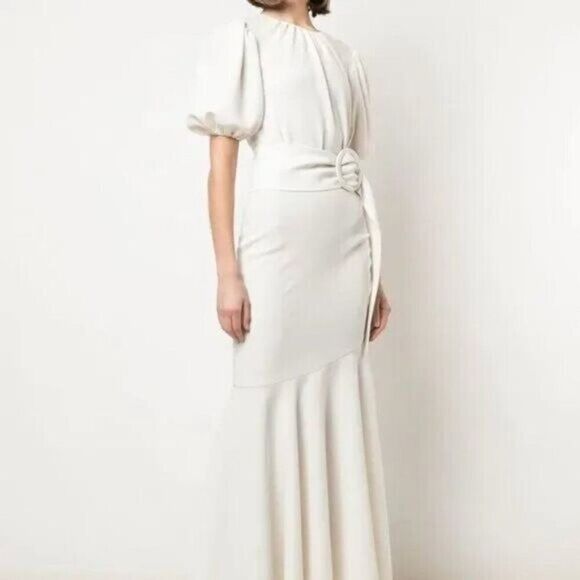Sachin & Babi Camila Ivory Crepe Ruched Mermaid Maxi Dress NEW $650 Size 10 - Picture 12 of 13